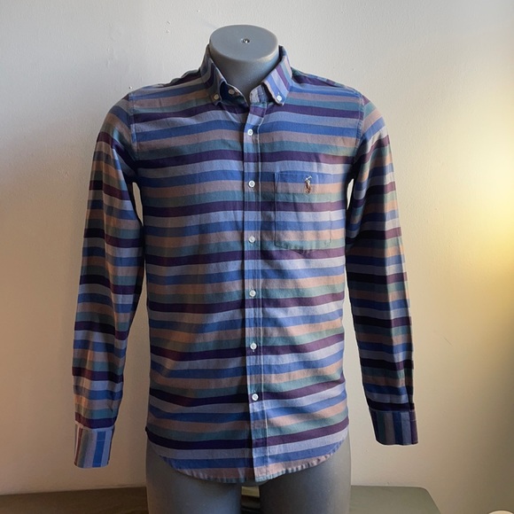 Striped Ralph Lauren Button Down Cotton Shirt M - Picture 2 of 6